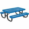 Global Industrial 4ft Rectangular Kids Picnic Table, Expanded Metal, Blue 695485KBL